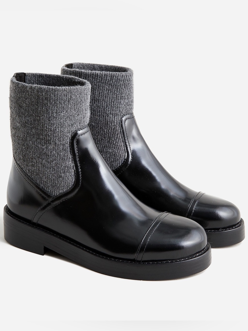 J Crew Rib-cuff sock Captoe boots in Italian black leather 7
